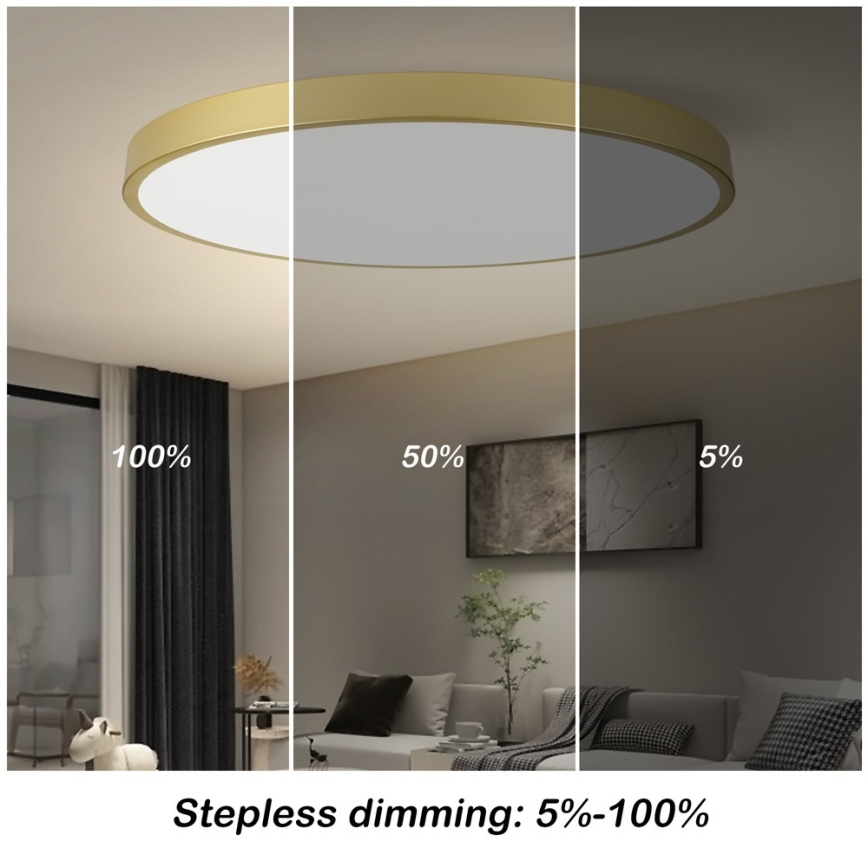 Immax NEO 07312L - LED aptumšojams griestu gaismeklis SEMPLICI LED/128W/230V, diametrs 100 cm, Wi‑Fi Tuya, zelta krāsa + tālvadības pults