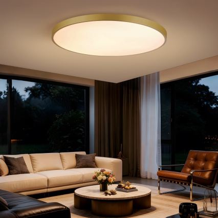 Immax NEO 07312L - LED aptumšojams griestu gaismeklis SEMPLICI LED/128W/230V, diametrs 100 cm, Wi‑Fi Tuya, zelta krāsa + tālvadības pults