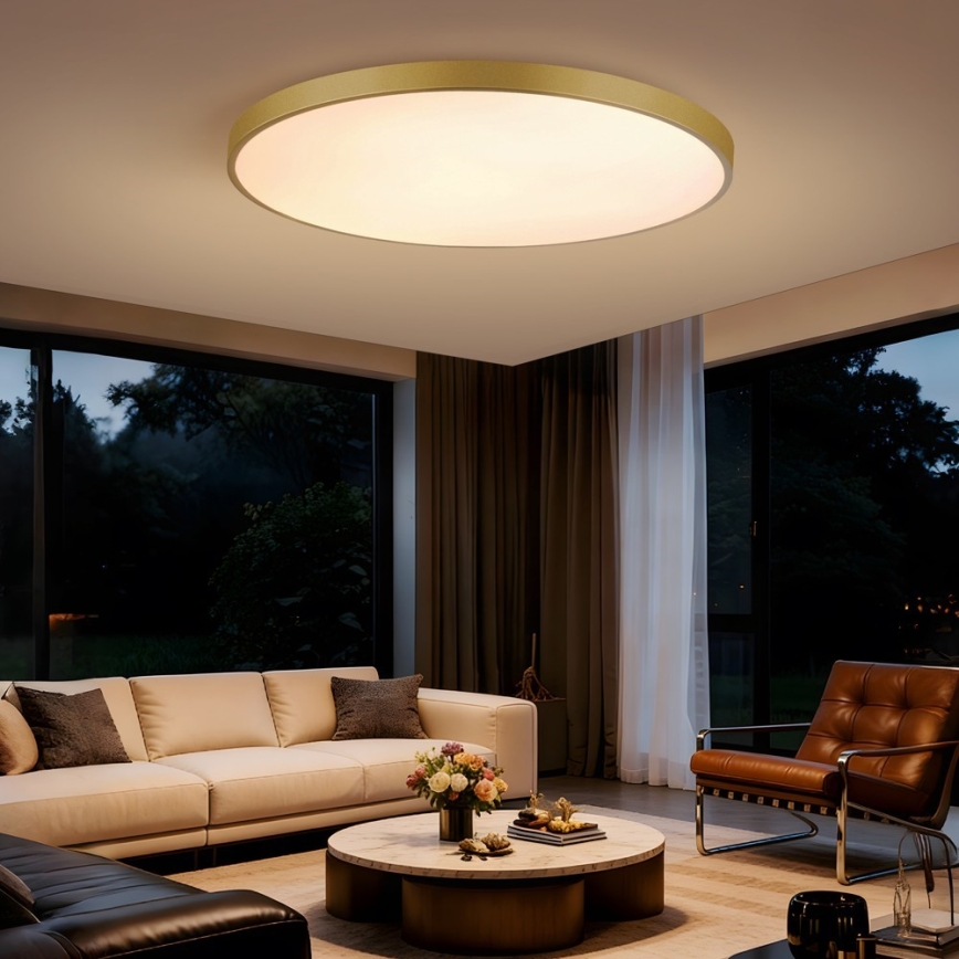 Immax NEO 07312L - LED aptumšojams griestu gaismeklis SEMPLICI LED/128W/230V, diametrs 100 cm, Wi‑Fi Tuya, zelta krāsa + tālvadības pults