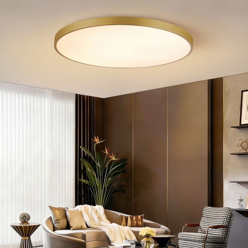 Immax NEO 07312L - LED aptumšojams griestu gaismeklis SEMPLICI LED/128W/230V, diametrs 100 cm, Wi‑Fi Tuya, zelta krāsa + tālvadības pults