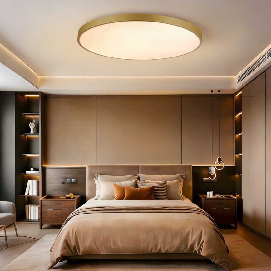 Immax NEO 07312L - LED aptumšojams griestu gaismeklis SEMPLICI LED/128W/230V, diametrs 100 cm, Wi‑Fi Tuya, zelta krāsa + tālvadības pults