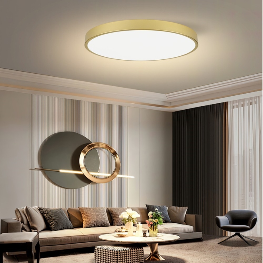Immax NEO 07312L - LED aptumšojams griestu gaismeklis SEMPLICI LED/128W/230V, diametrs 100 cm, Wi‑Fi Tuya, zelta krāsa + tālvadības pults