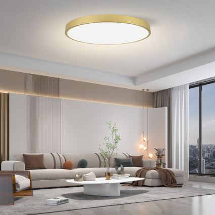 Immax NEO 07312L - LED aptumšojams griestu gaismeklis SEMPLICI LED/128W/230V, diametrs 100 cm, Wi‑Fi Tuya, zelta krāsa + tālvadības pults