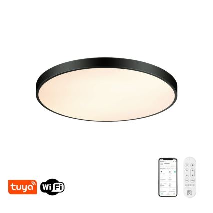 Immax NEO 07313L - LED ar regulējamu spilgtumu griestu gaismeklis SEMPLICI LED/96W/230V diam. 80 cm Wi-Fi Tuya melns + tālvadības pults