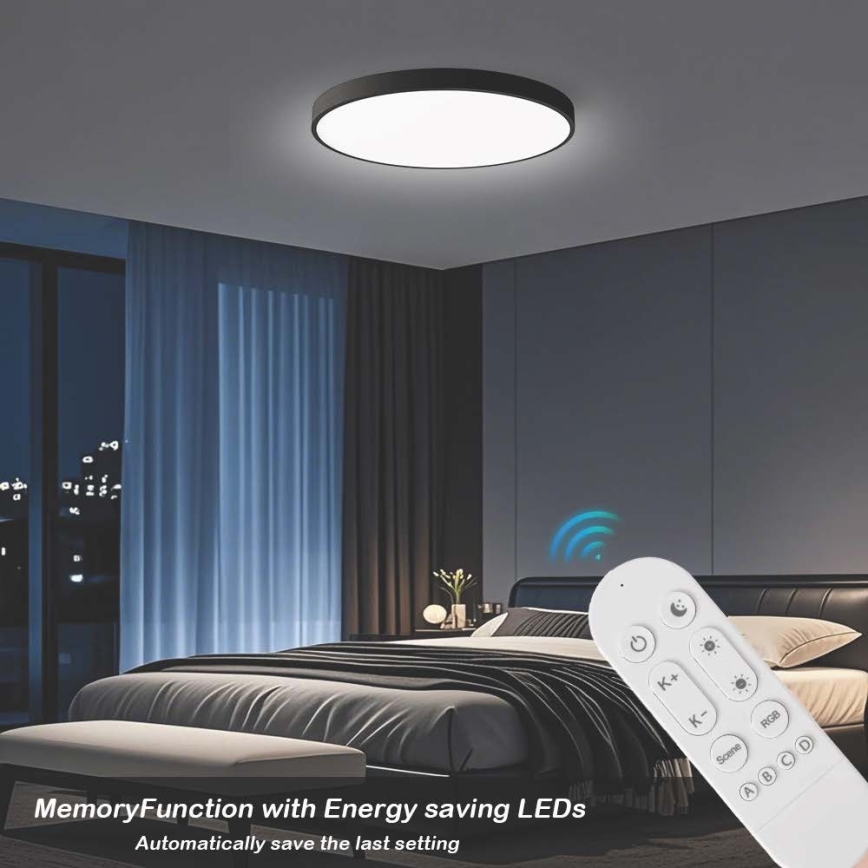 Immax NEO 07313L - LED ar regulējamu spilgtumu griestu gaismeklis SEMPLICI LED/96W/230V diam. 80 cm Wi-Fi Tuya melns + tālvadības pults