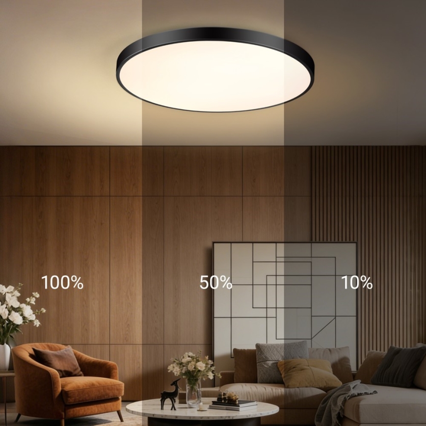 Immax NEO 07313L - LED ar regulējamu spilgtumu griestu gaismeklis SEMPLICI LED/96W/230V diam. 80 cm Wi-Fi Tuya melns + tālvadības pults