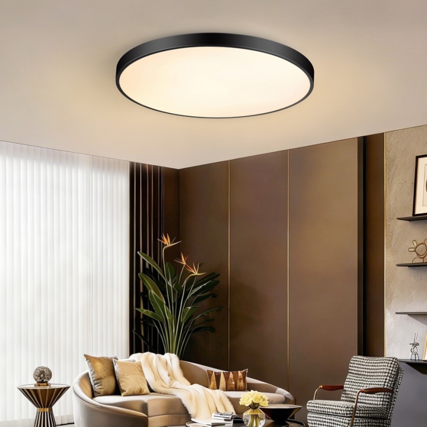 Immax NEO 07313L - LED ar regulējamu spilgtumu griestu gaismeklis SEMPLICI LED/96W/230V diam. 80 cm Wi-Fi Tuya melns + tālvadības pults