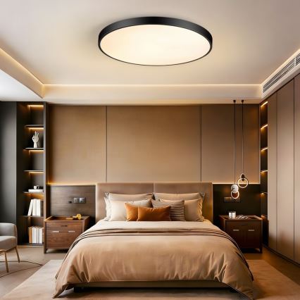 Immax NEO 07313L - LED ar regulējamu spilgtumu griestu gaismeklis SEMPLICI LED/96W/230V diam. 80 cm Wi-Fi Tuya melns + tālvadības pults