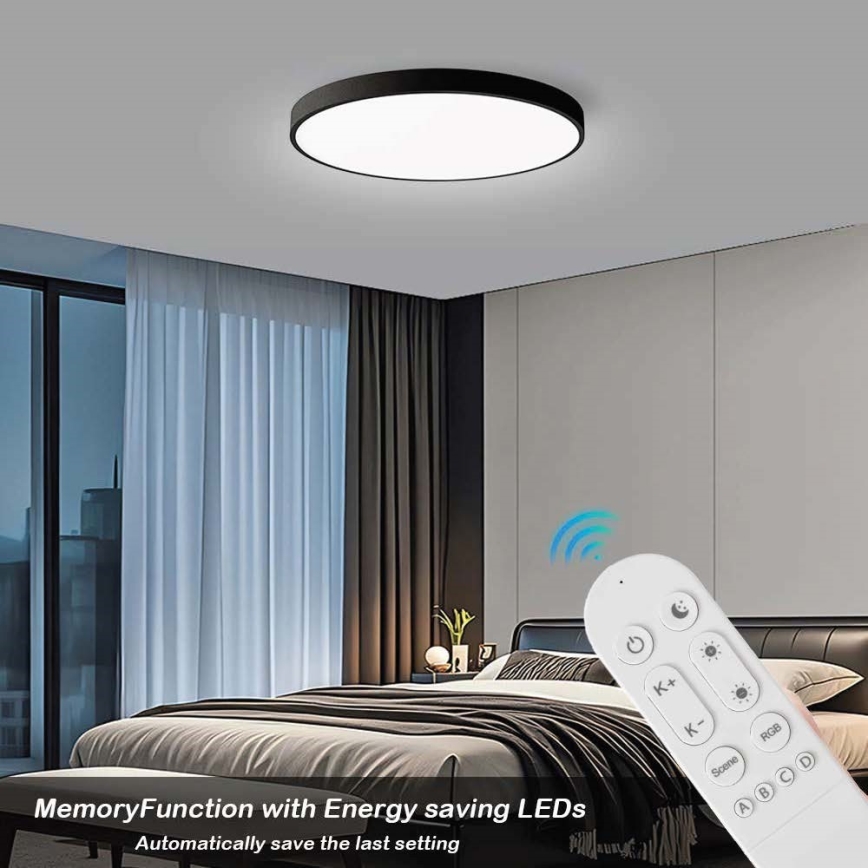 Immax NEO 07314L - LED regulējama griestu lampa SEMPLICI LED/128W/230V Ø 100 cm, Wi‑Fi Tuya, melna + tālvadības pults