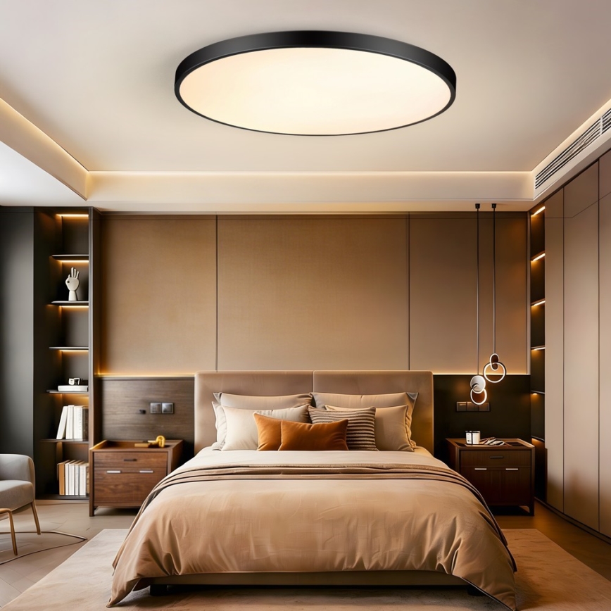 Immax NEO 07314L - LED regulējama griestu lampa SEMPLICI LED/128W/230V Ø 100 cm, Wi‑Fi Tuya, melna + tālvadības pults