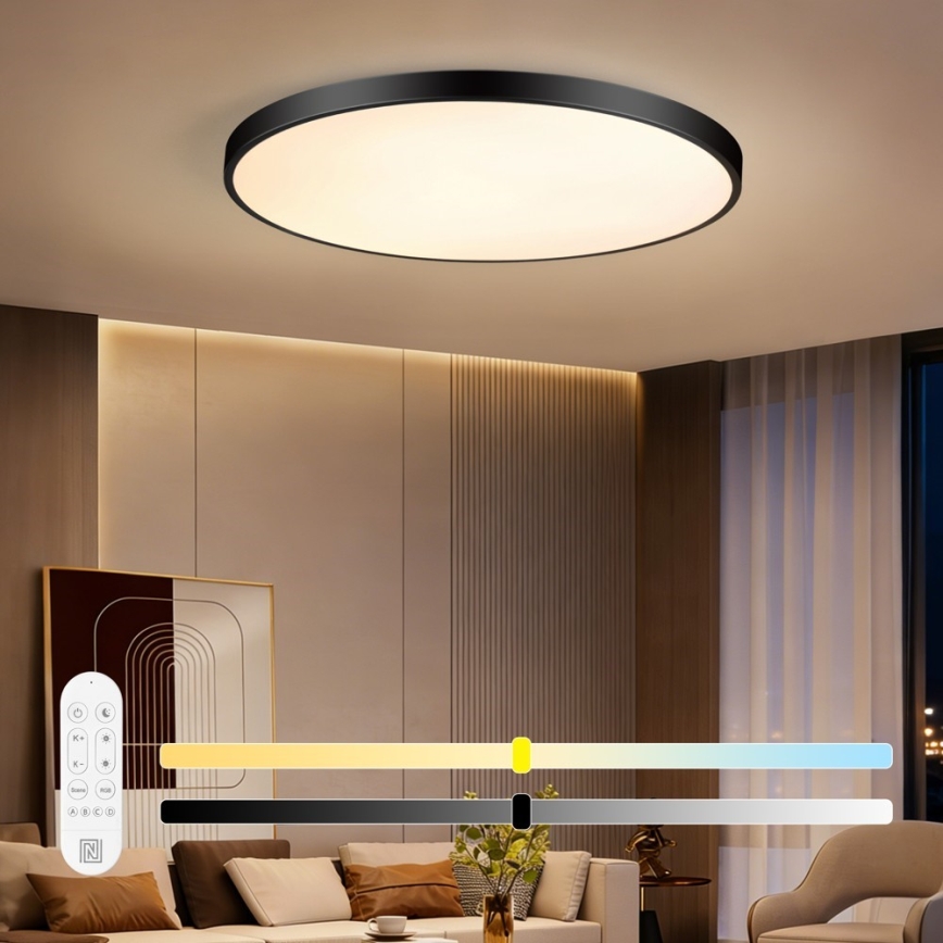 Immax NEO 07314L - LED regulējama griestu lampa SEMPLICI LED/128W/230V Ø 100 cm, Wi‑Fi Tuya, melna + tālvadības pults