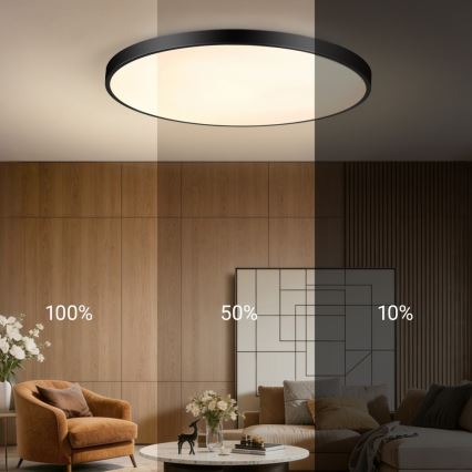 Immax NEO 07314L - LED regulējama griestu lampa SEMPLICI LED/128W/230V Ø 100 cm, Wi‑Fi Tuya, melna + tālvadības pults