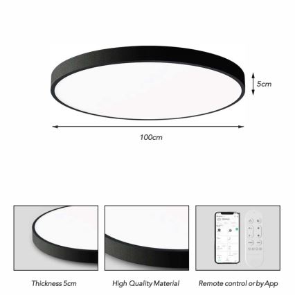 Immax NEO 07314L - LED regulējama griestu lampa SEMPLICI LED/128W/230V Ø 100 cm, Wi‑Fi Tuya, melna + tālvadības pults