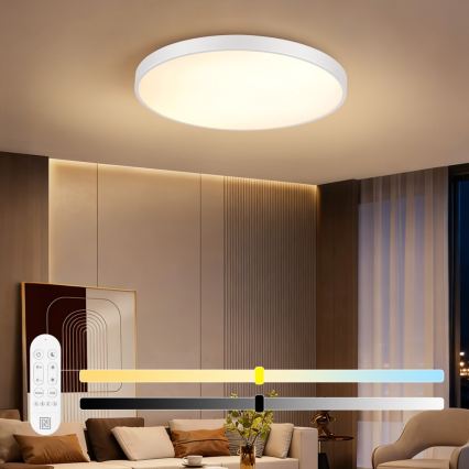 Immax NEO 07315L - Dimējama LED griestu lampa SEMPLICI LED/96W/230V Ø 80 cm Wi-Fi Tuya balta + tālvadības pults