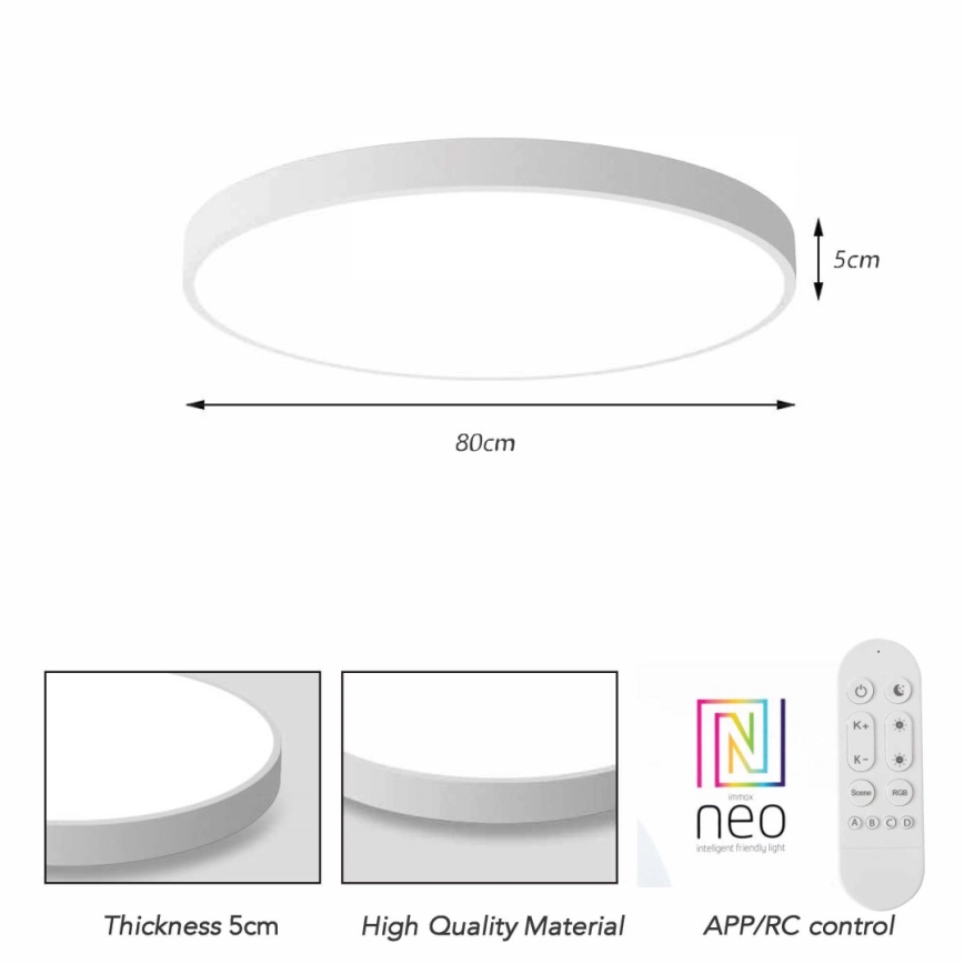 Immax NEO 07315L - Dimējama LED griestu lampa SEMPLICI LED/96W/230V Ø 80 cm Wi-Fi Tuya balta + tālvadības pults