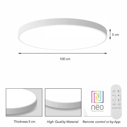 Immax NEO 07316L - LED dimējama griestu lampa SEMPLICI LED/128W/230V Ø 100 cm Wi-Fi Tuya balta + ar tālvadības pulti