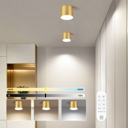 Immax NEO 07317L - LED griestu gaismeklis ar regulējamu spilgtumu RONDATE LED/18W/230V Ø 11,5 cm Wi‑Fi Tuya, zelta