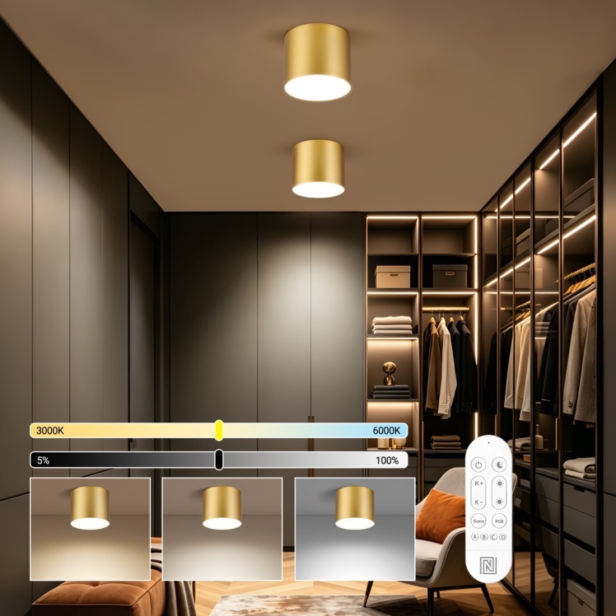 Immax NEO 07318L - RONDATE LED dimējama griestu lampa LED/32W/230V Ø 16,5 cm Wi-Fi Tuya zeltaina