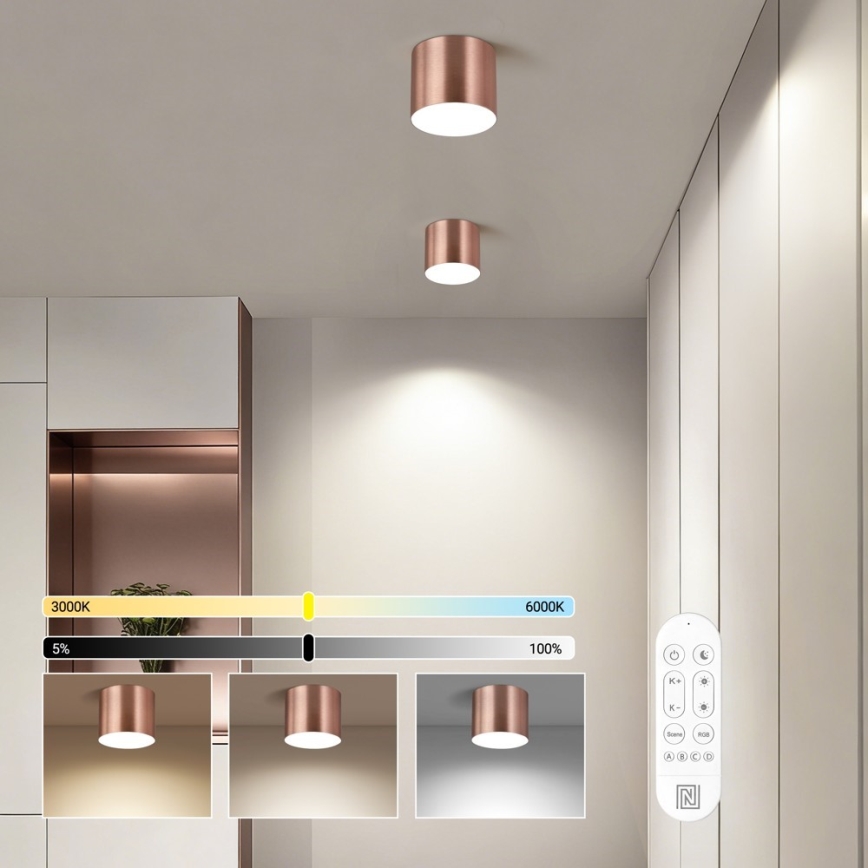 Immax NEO 07319L - LED dimmējama griestu lampa RONDATE LED/18W/230V Ø 11,5 cm Wi-Fi Tuya rožu zelta