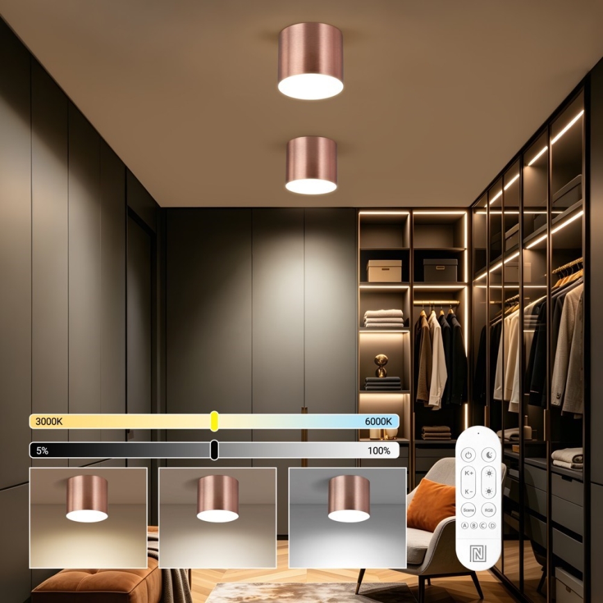 Immax NEO 07320L - LED dimējams griestu gaismeklis RONDATE LED/32W/230V diam. 16,5 cm Wi‑Fi Tuya rožu zelts