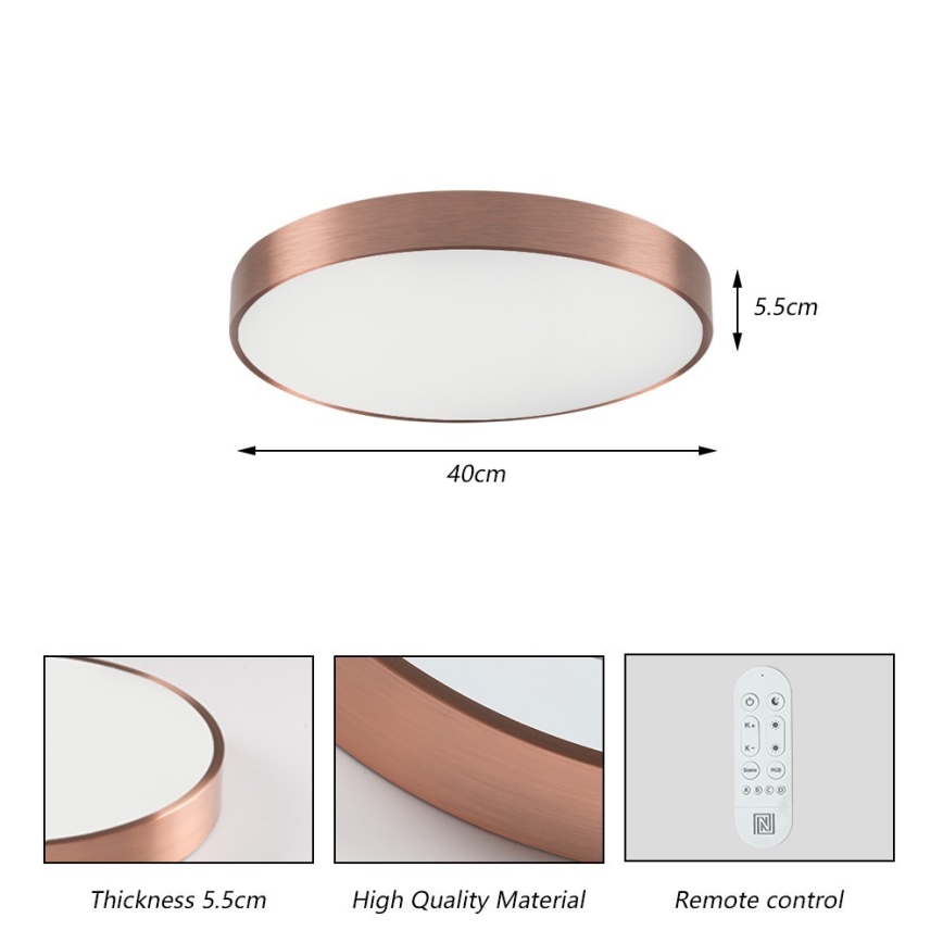 Immax NEO 07321L - Aptumšojama LED griestu lampa NEO LITE SEMPLICI LED/36W/230V Ø 40 cm Tuya rožu zelts + ar tālvadības pulti