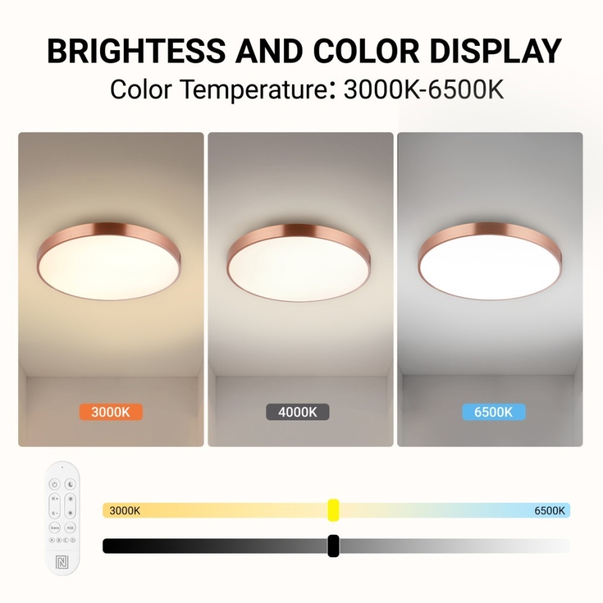 Immax NEO 07322L - regulējams LED griestu gaismeklis NEO LITE SEMPLICI LED/60W/230V diametrs 60 cm vara krāsā + tālvadības pults