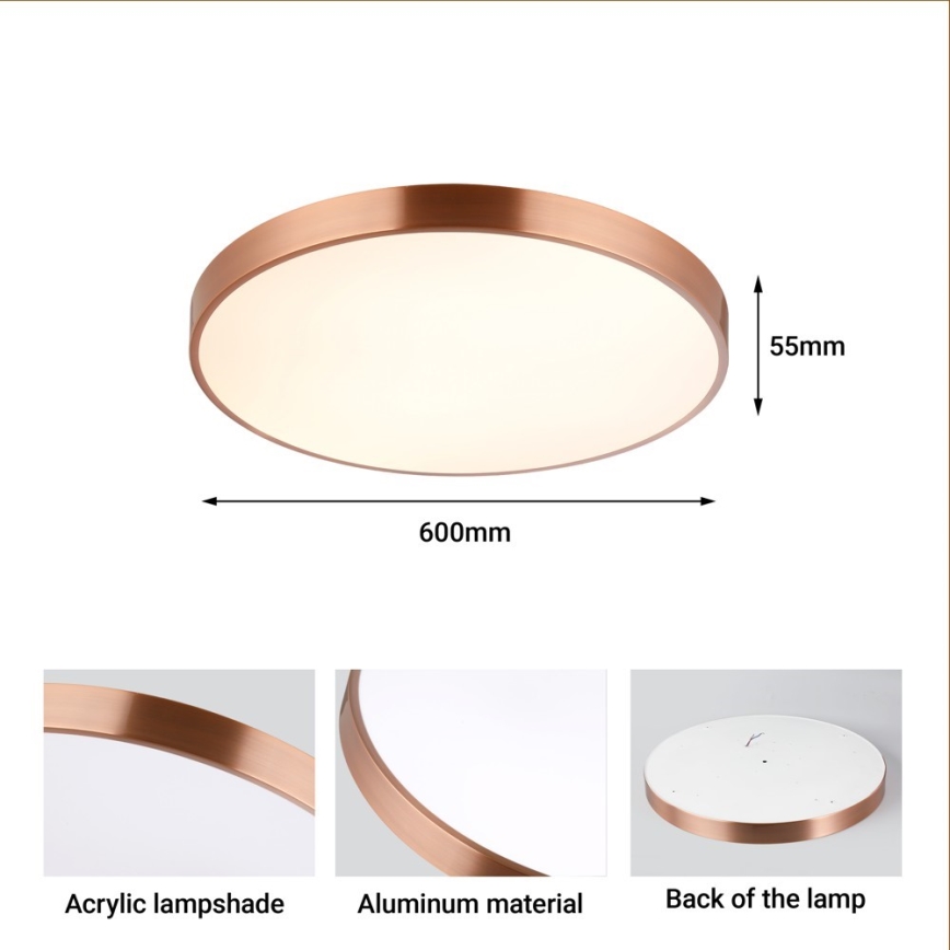Immax NEO 07322L - regulējams LED griestu gaismeklis NEO LITE SEMPLICI LED/60W/230V diametrs 60 cm vara krāsā + tālvadības pults