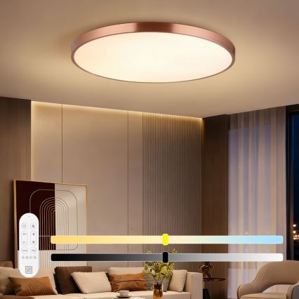 Immax NEO 07324L - LED regulējams griestu gaismeklis SEMPLICI LED/128W/230V Ø 100 cm, Wi‑Fi (Tuya), zelta krāsa + tālvadība