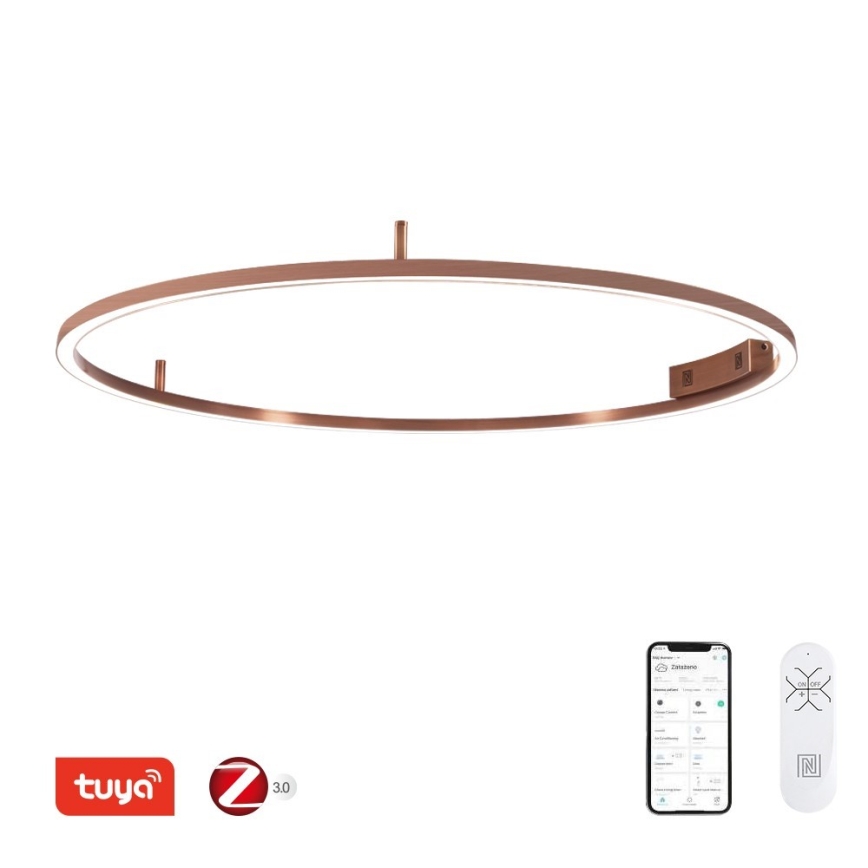 Immax NEO 07325-120C - LED griestu gaismeklis FINO ar regulējamu spilgtumu LED/72W/230V 120 cm Tuya rožu zelta krāsā + tālvadības pults