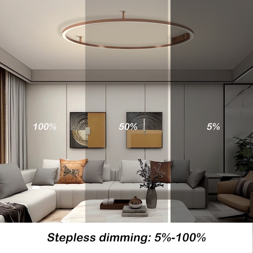 Immax NEO 07325-120C - LED griestu gaismeklis FINO ar regulējamu spilgtumu LED/72W/230V 120 cm Tuya rožu zelta krāsā + tālvadības pults