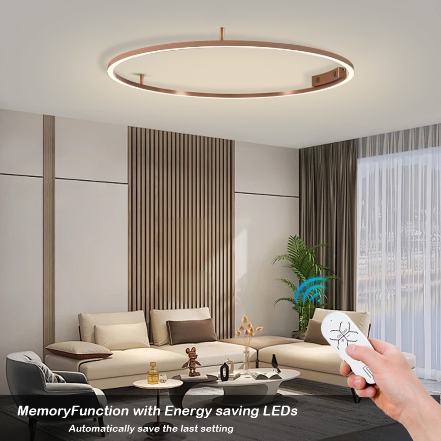 Immax NEO 07325-120C - LED griestu gaismeklis FINO ar regulējamu spilgtumu LED/72W/230V 120 cm Tuya rožu zelta krāsā + tālvadības pults