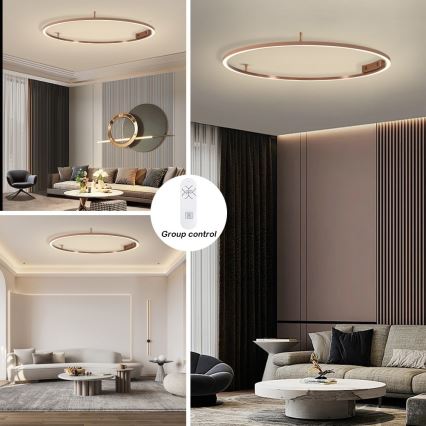 Immax NEO 07325-120C - LED griestu gaismeklis FINO ar regulējamu spilgtumu LED/72W/230V 120 cm Tuya rožu zelta krāsā + tālvadības pults