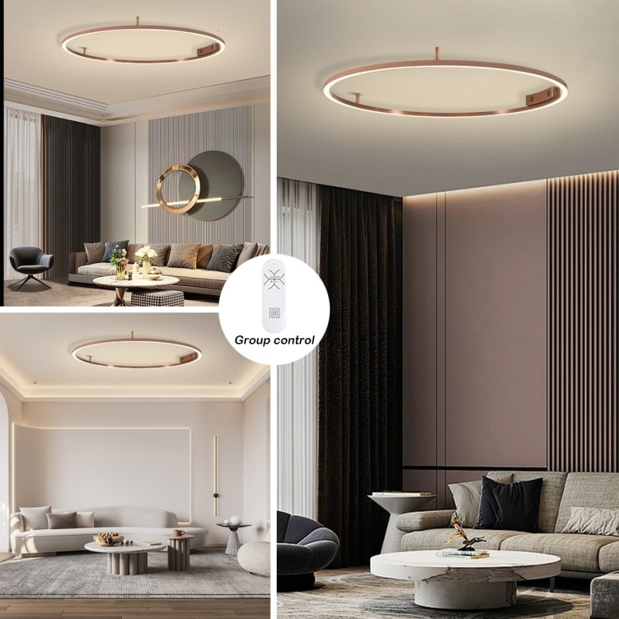 Immax NEO 07325-120C - LED griestu gaismeklis FINO ar regulējamu spilgtumu LED/72W/230V 120 cm Tuya rožu zelta krāsā + tālvadības pults