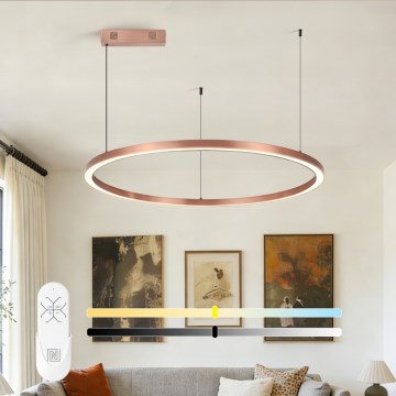Immax NEO 07327L - FINO LED lustrs uz troses, ar regulējamu gaismas spilgtumu LED/55W/230V, 80 cm, rožzeltains, Tuya + tālvadība