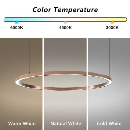 Immax NEO 07327L - FINO LED lustrs uz troses, ar regulējamu gaismas spilgtumu LED/55W/230V, 80 cm, rožzeltains, Tuya + tālvadība