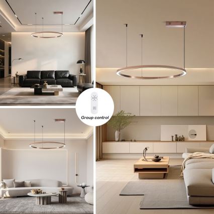 Immax NEO 07327L - FINO LED lustrs uz troses, ar regulējamu gaismas spilgtumu LED/55W/230V, 80 cm, rožzeltains, Tuya + tālvadība