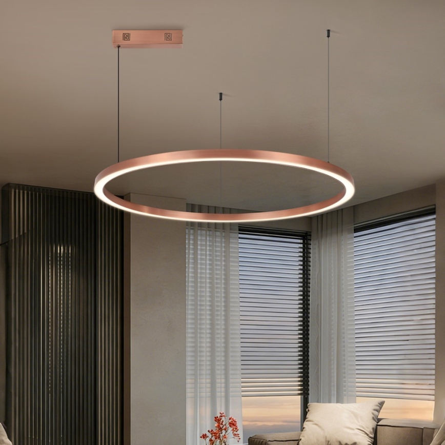 Immax NEO 07327L - FINO LED lustrs uz troses, ar regulējamu gaismas spilgtumu LED/55W/230V, 80 cm, rožzeltains, Tuya + tālvadība