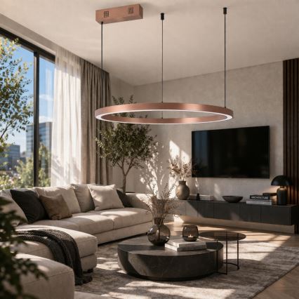 Immax NEO 07327L - FINO LED lustrs uz troses, ar regulējamu gaismas spilgtumu LED/55W/230V, 80 cm, rožzeltains, Tuya + tālvadība