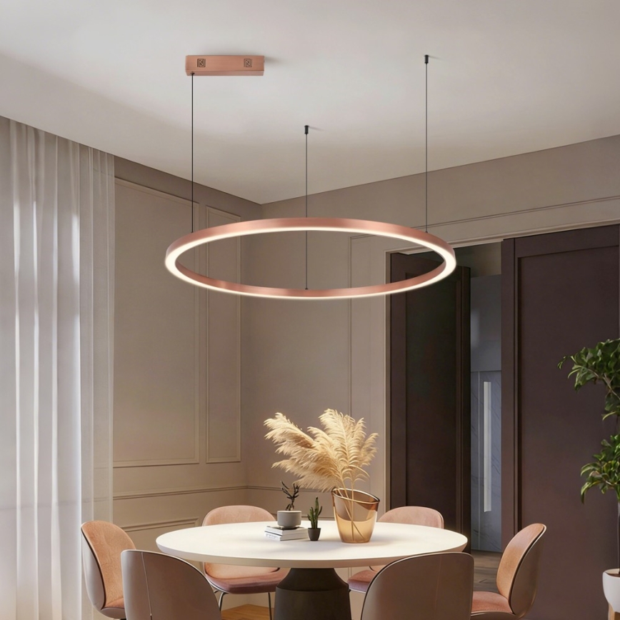Immax NEO 07327L - FINO LED lustrs uz troses, ar regulējamu gaismas spilgtumu LED/55W/230V, 80 cm, rožzeltains, Tuya + tālvadība