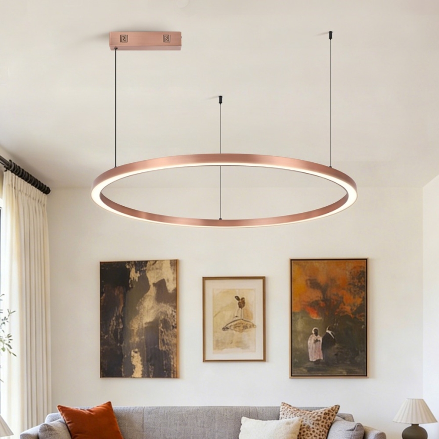 Immax NEO 07327L - FINO LED lustrs uz troses, ar regulējamu gaismas spilgtumu LED/55W/230V, 80 cm, rožzeltains, Tuya + tālvadība