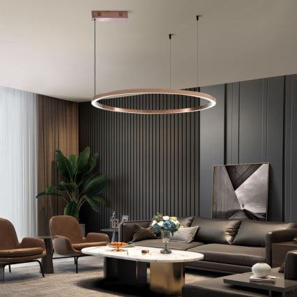 Immax NEO 07327L - FINO LED lustrs uz troses, ar regulējamu gaismas spilgtumu LED/55W/230V, 80 cm, rožzeltains, Tuya + tālvadība
