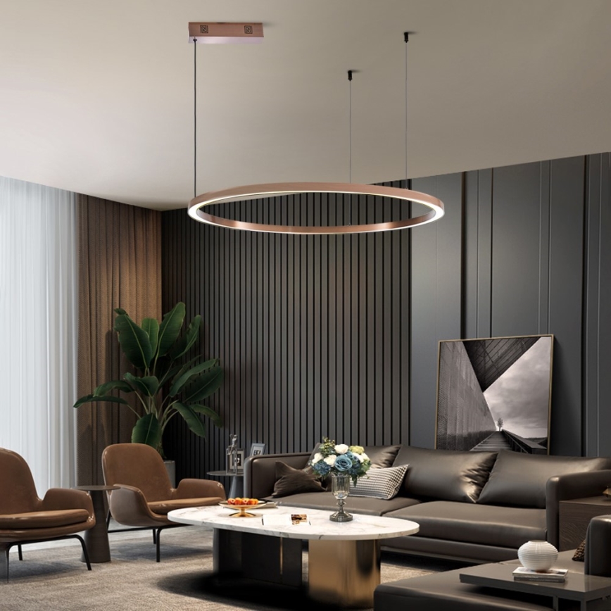 Immax NEO 07327L - FINO LED lustrs uz troses, ar regulējamu gaismas spilgtumu LED/55W/230V, 80 cm, rožzeltains, Tuya + tālvadība