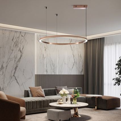 Immax NEO 07327L - FINO LED lustrs uz troses, ar regulējamu gaismas spilgtumu LED/55W/230V, 80 cm, rožzeltains, Tuya + tālvadība