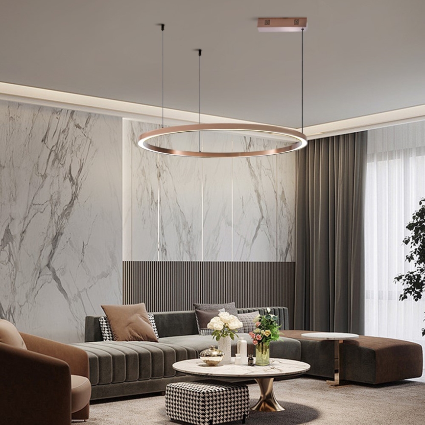 Immax NEO 07327L - FINO LED lustrs uz troses, ar regulējamu gaismas spilgtumu LED/55W/230V, 80 cm, rožzeltains, Tuya + tālvadība
