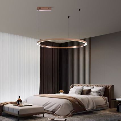 Immax NEO 07327L - FINO LED lustrs uz troses, ar regulējamu gaismas spilgtumu LED/55W/230V, 80 cm, rožzeltains, Tuya + tālvadība