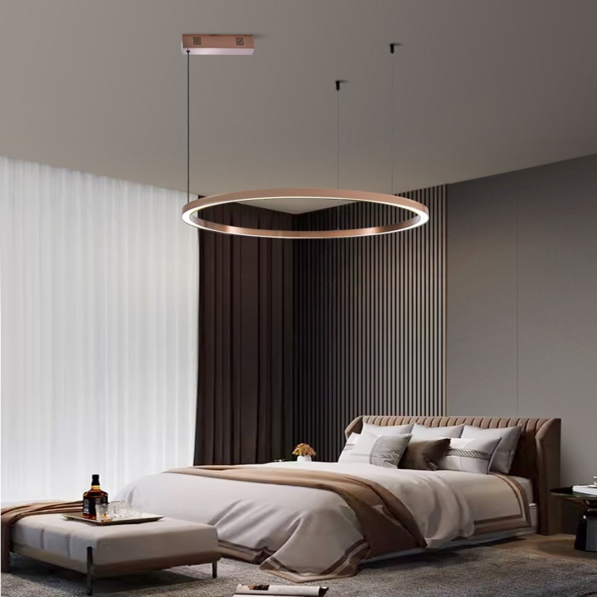 Immax NEO 07327L - FINO LED lustrs uz troses, ar regulējamu gaismas spilgtumu LED/55W/230V, 80 cm, rožzeltains, Tuya + tālvadība