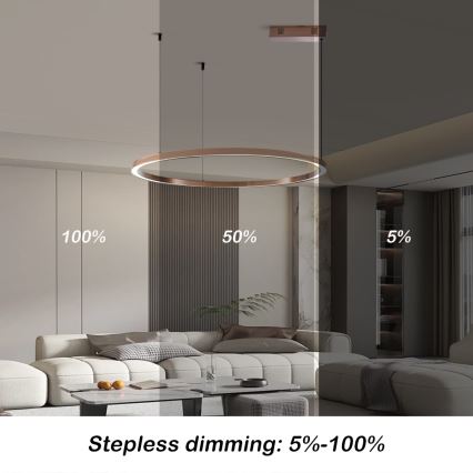 Immax NEO 07327L - regulējama LED lustra uz troses FINO LED/55W/230V 80 cm Tuya rozā zelta apdare + tālvadības pults