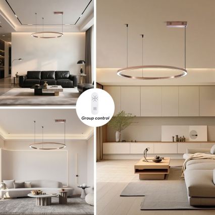 Immax NEO 07327L - regulējama LED lustra uz troses FINO LED/55W/230V 80 cm Tuya rozā zelta apdare + tālvadības pults