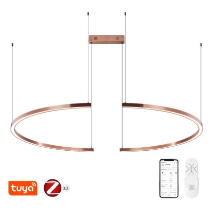 Immax NEO 07328L - FINO regulējama LED lustra uz troses, 72W/230V, 120 cm, rožu zelts, Tuya + tālvadības pults