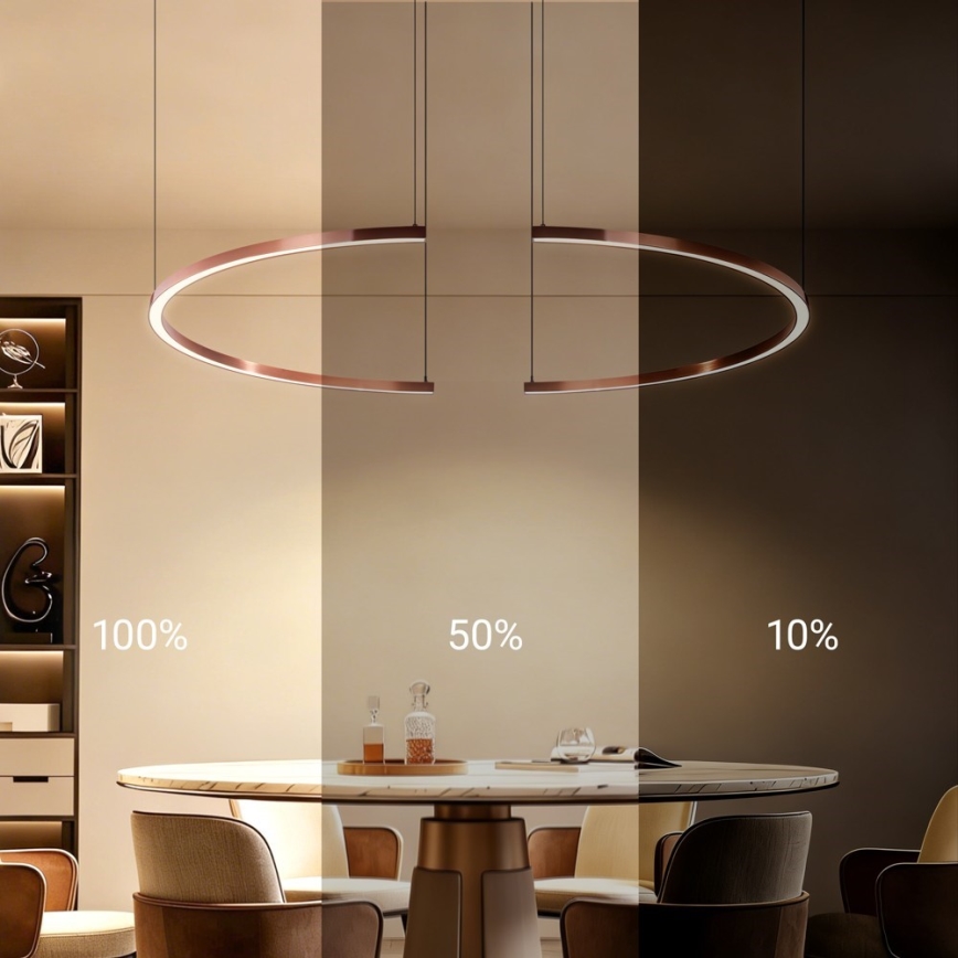 Immax NEO 07328L - FINO regulējama LED lustra uz troses, 72W/230V, 120 cm, rožu zelts, Tuya + tālvadības pults